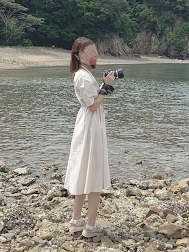 「カメラ女子」｜「アイテム（サンダル）」を使った、 か  ず  さん（レディース・163cm）の夏コーディネート