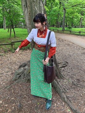 「VINTAGE（ヴィンテージ）のアイテム（チューブトップ）」を使った、CHAKIさん（レディース・174cm）の春コーディネート