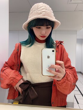 「ゆるニット」｜「アイテム（ブルゾン）」を使った、CHAKIさん（レディース・174cm）の冬コーディネート