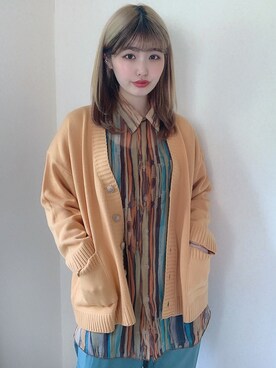「HOTPING（ホッピン）のアイテム（カーディガン/ボレロ）」を使った、CHAKIさん（レディース・175cm）の春コーディネート
