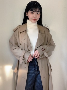 「ケーブルニット」｜「アイテム（トレンチコート）」を使った、CHAKIさん（レディース・175cm）の秋コーディネート