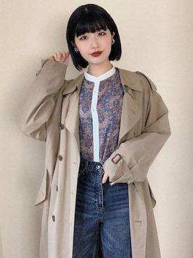 「レトロ」｜「アイテム（トレンチコート）」を使った、CHAKIさん（レディース・175cm）の春コーディネート