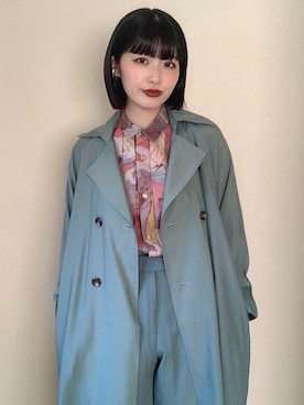 「カラーコート」｜「アイテム（トレンチコート）」を使った、CHAKIさん（レディース・175cm）の春コーディネート