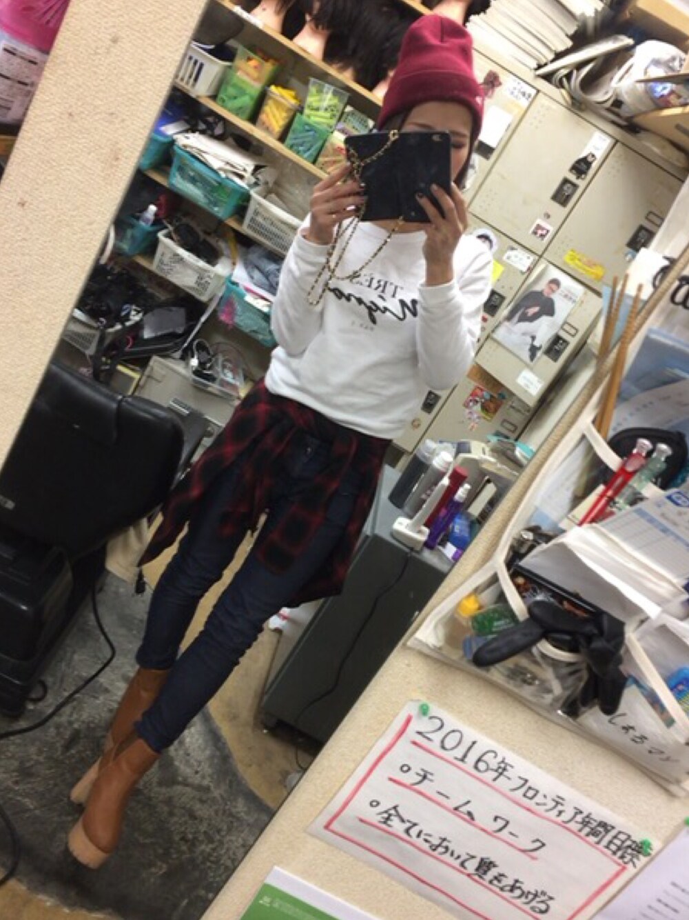 「お客様💘いつもありがとう❤︎のアイテム（つなぎ/オールインワン、ブルー系）」を使った、Yuri mom.♡さん（レディース・156cm）の冬コーディネートの1枚目の写真
