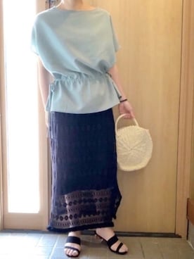 「カコバッグ」｜「アイテム（スカート）」を使った、𝕣 𝕚𝕔𝕒𖤐☄︎さん（レディース・152cm）の夏コーディネート