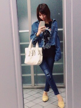 「GRL（グレイル）のアイテム（デニムジャケット）」を使った、yuko◡̈❤︎Mさん（レディース・157cm）の秋コーディネート
