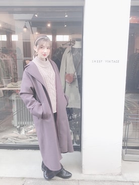 「one after another NICE CLAUP（ワンアフターアナザーナイスクラップ）のアイテム（チェスターコート）」を使った、yuko◡̈❤︎Mさん（レディース・157cm）の冬コーディネート
