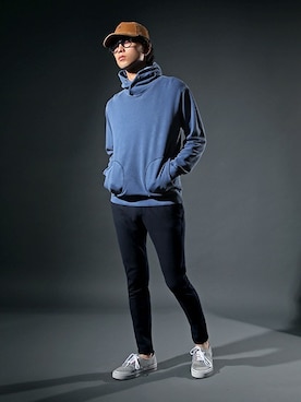 「The DUFFER of ST.GEORGE（ザダファーオブセントジョージ）のJERSEY SNEAKERS：裏毛スウェット デッキタイプスニーカー（スニーカー）」を使った、SHINさん（メンズ・180cm）の秋コーディネート