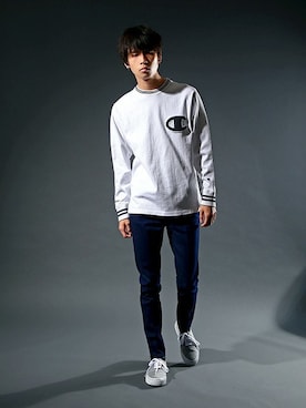 「The DUFFER of ST.GEORGE（ザダファーオブセントジョージ）のJERSEY SNEAKERS：裏毛スウェット デッキタイプスニーカー（スニーカー）」を使った、SHINさん（メンズ・180cm）の秋コーディネート