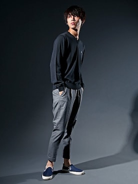 「The DUFFER of ST.GEORGE（ザダファーオブセントジョージ）のアイテム（スラックス）」を使った、SHINさん（メンズ・180cm）の冬コーディネート