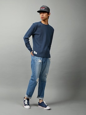 「The DUFFER of ST.GEORGE（ザダファーオブセントジョージ）のアイテム（キャップ）」を使った、SHINさん（メンズ・180cm）の秋コーディネート