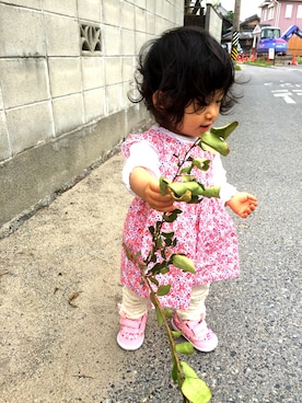 「1歳半」｜「アイテム（ワンピース/ドレス）」を使った、みーちゃんさん（キッズ・80cm）の秋コーディネート
