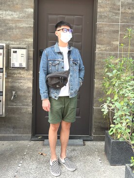 「orslow」｜「アイテム（スリッポン）」を使った、Sean Chenさん（メンズ・172cm）の春コーディネート
