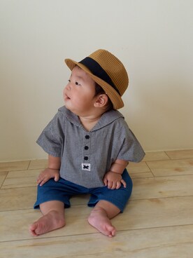 「Moujonjon（ムージョンジョン）のアイテム（パンツ）」を使った、aoto*senaさん（キッズ・80cm）の春コーディネート