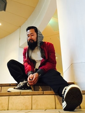 「GAP（ギャップ）のアイテム（ナイロンジャケット）」を使った、YU-DAIさん（メンズ・170cm）の春コーディネート
