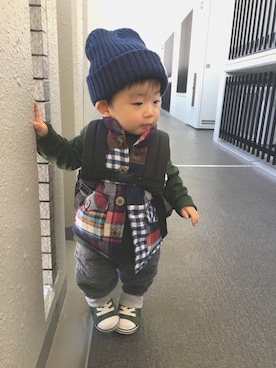 「アイテム（ダウンベスト、その他）」を使った、☆harurunさん（キッズ・70cm）の冬コーディネート