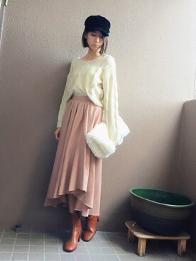 「MERCURYDUO（マーキュリーデュオ）のアイテム（クラッチバッグ）」を使った、デリさん（レディース・168cm）の冬コーディネート
