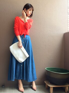 「MERCURYDUO（マーキュリーデュオ）のアイテム（クラッチバッグ）」を使った、デリさん（レディース・168cm）の春コーディネート