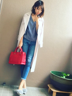「MERCURYDUO（マーキュリーデュオ）のアイテム（デニムパンツ）」を使った、デリさん（レディース・168cm）の秋コーディネート