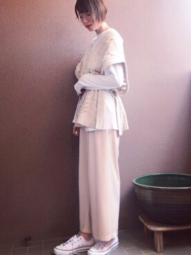 「MERCURYDUO（マーキュリーデュオ）のアイテム（ベスト）」を使った、デリさん（レディース・168cm）の春コーディネート