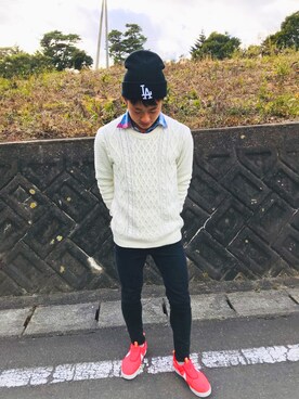 「TOMMY HILFIGER」｜「アイテム（スリッポン）」を使った、RIKUTOさん（メンズ・165cm）の冬コーディネート