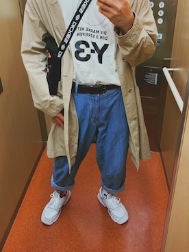 「niko and...（ニコアンド）のアイテム（ステンカラーコート）」を使った、HIDEさん（メンズ・173cm）の春コーディネート
