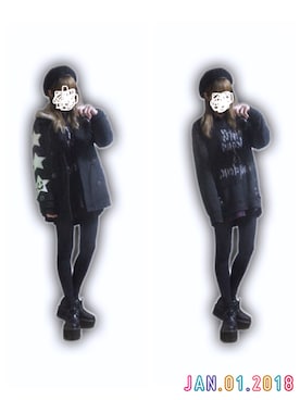 「オールブラック」｜「アイテム（ピーコート）」を使った、「 ねむる 」さん（レディース・156cm）の冬コーディネート