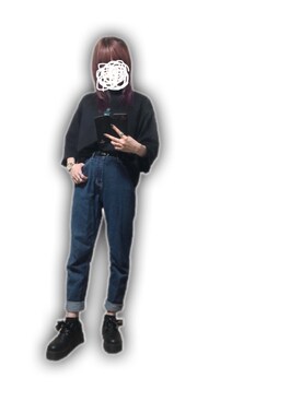 「黒×デニム」｜「 ねむる 」さん（レディース・156cm）の夏コーディネート