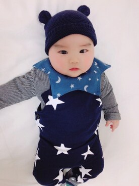 「男の子ベビー」｜「アイテム（ニットキャップ/ビーニー）」を使った、mrnaluさん（キッズ・60cm）の春コーディネート
