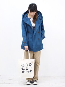 「peace shopのビッグフードアウター（その他アウター、ブルー系）」を使った、lycopenetomato3さん（レディース・165cm）の冬コーディネート