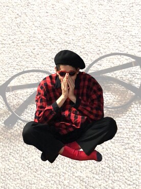 「RAGEBLUE（レイジブルー）のベレー/728215（ハンチング/ベレー帽）」を使った、yukihiroさん（メンズ・180cm）の秋コーディネート
