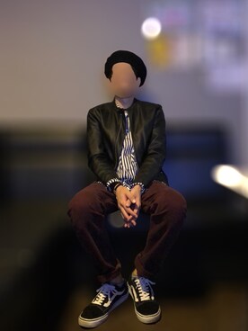 「RAGEBLUE（レイジブルー）のアイテム（ライダースジャケット）」を使った、yukihiroさん（メンズ・180cm）の冬コーディネート