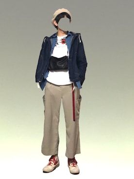 「HARE（ハレ）のアイテム（ハンチング/ベレー帽）」を使った、yukihiroさん（メンズ・180cm）の春コーディネート
