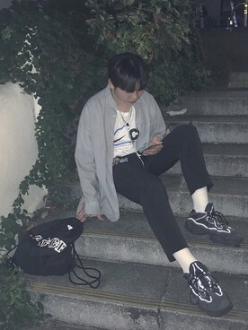 「Gosha Rubchinskiy（ゴーシャラブチンスキー）のアイテム（バッグ）」を使った、ℛさん（メンズ・168cm）の夏コーディネート