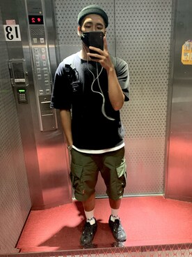 「NEW BALANCE（ニューバランス）のNew Balance ニューバランス ML703BC(D) TRIPLE BK(BC)（スニーカー）」を使った、博翔さん（メンズ・183cm）の春コーディネート