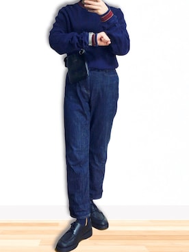 「FRED PERRY（フレッドペリー）のアイテム（スウェット）」を使った、maluchanさん（メンズ・161cm）の春コーディネート