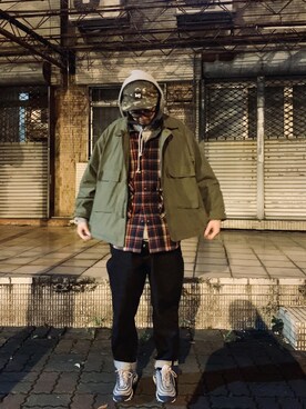 「plain-me（プレインミー）のアイテム（ミリタリージャケット）」を使った、hw412さん（メンズ・175cm）の冬コーディネート