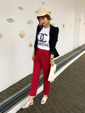 「SHEL’TTER（シェルター）のアイテム（ハンチング/ベレー帽）」を使った、D♡nut🍩さん（レディース・157cm）の夏コーディネート