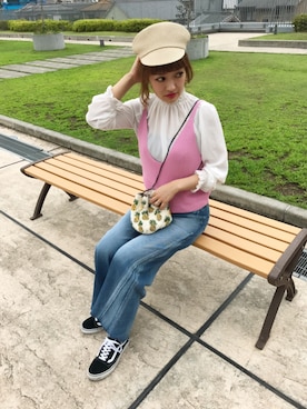 「SHEL’TTER（シェルター）のアイテム（ハンチング/ベレー帽）」を使った、D♡nut🍩さん（レディース・157cm）の夏コーディネート
