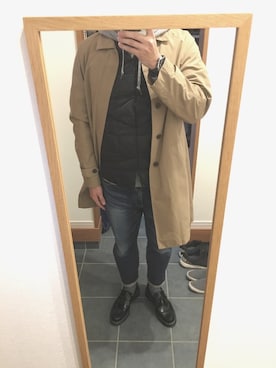 「レイヤードstyle」｜「アイテム（ステンカラーコート）」を使った、ラスティーさん（メンズ・178cm）の冬コーディネート