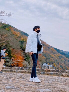 「FILA（フィラ）のアイテム（バッグ）」を使った、トマト山田@TWICEYouTuberさん（メンズ・170cm）の冬コーディネート