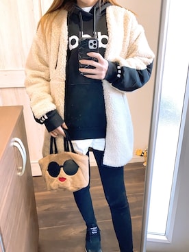 「アディダスコーデ」｜「アイテム（その他アウター）」を使った、naru2ruiさん（レディース・157cm）の冬コーディネート