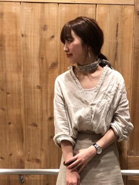 「A part by（アパートバイ）のR/Lセミフレアロングスカート 830726（スカート）」を使った、momoさん（レディース・167cm）の春コーディネート