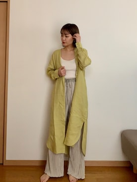 「A part by（アパートバイ）のアイテム（シャツワンピース）」を使った、momoさん（レディース・165cm）の春コーディネート