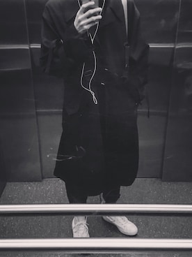 「Yohji Yamamoto POUR HOMME（ヨウジヤマモトプールオム）のアイテム（ピーコート）」を使った、鮟鱇さん（メンズ・177cm）の冬コーディネート