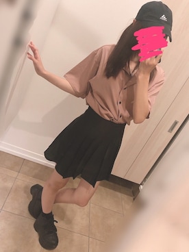 「オルチャンファッション」｜「アイテム（帽子）」を使った、あるまさん（レディース・155cm）の夏コーディネート