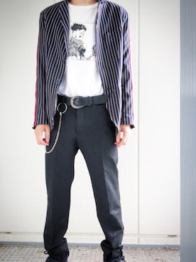 「ゆるコーデ」｜「アイテム（テーラードジャケット、その他）」を使った、かりすまさん（メンズ・175cm）の夏コーディネート