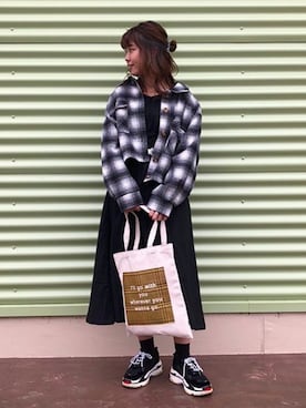 「AS KNOW AS PINKY（アズノゥアズピンキー）のアイテム（ブルゾン）」を使った、RINAさん（レディース・161cm）の秋コーディネート