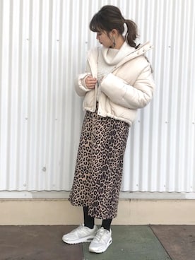 「AS KNOW AS PINKY（アズノゥアズピンキー）のアイテム（ダウンジャケット/コート）」を使った、RINAさん（レディース・161cm）の冬コーディネート