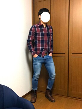 「ドラフトリーバイス」｜「アイテム（ブーツ）」を使った、ワークさん（メンズ・179cm）の冬コーディネート